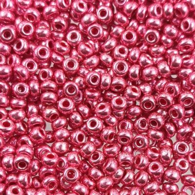 pērlītes N8 rozā metāliskas "Red metallic dyed crystal" (25g) Čehija