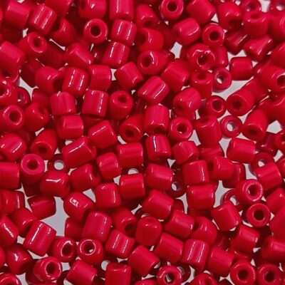 pērlītes cilindri 3mm sarkanas "Red Coral" (25g) Čehija