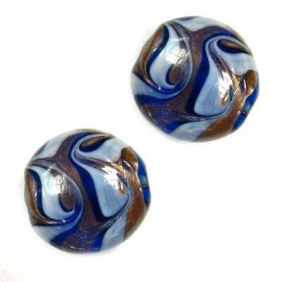 pērle tablete 20mm dzeltena ar baltiem/zelta viļņiem (Indija)