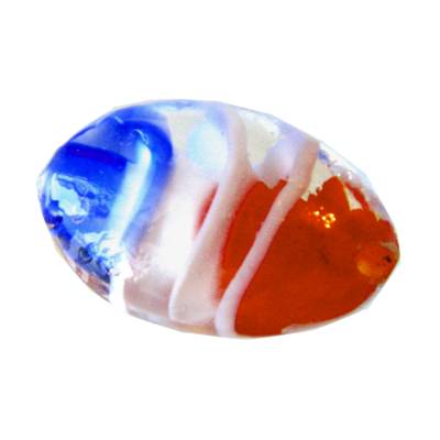 pērle ovāla 26x17x11mm sarkana/balta/zila