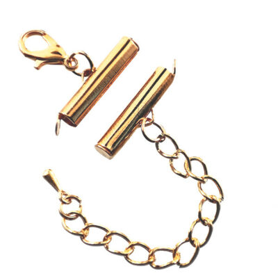 slide end tube clasp 20x4mm with clasp and chain gold color