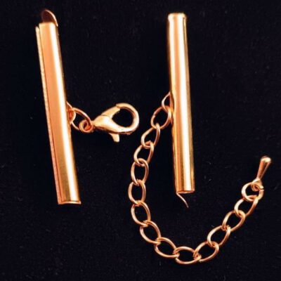 slide end tube clasp 35x4mm with clasp and chain gold color